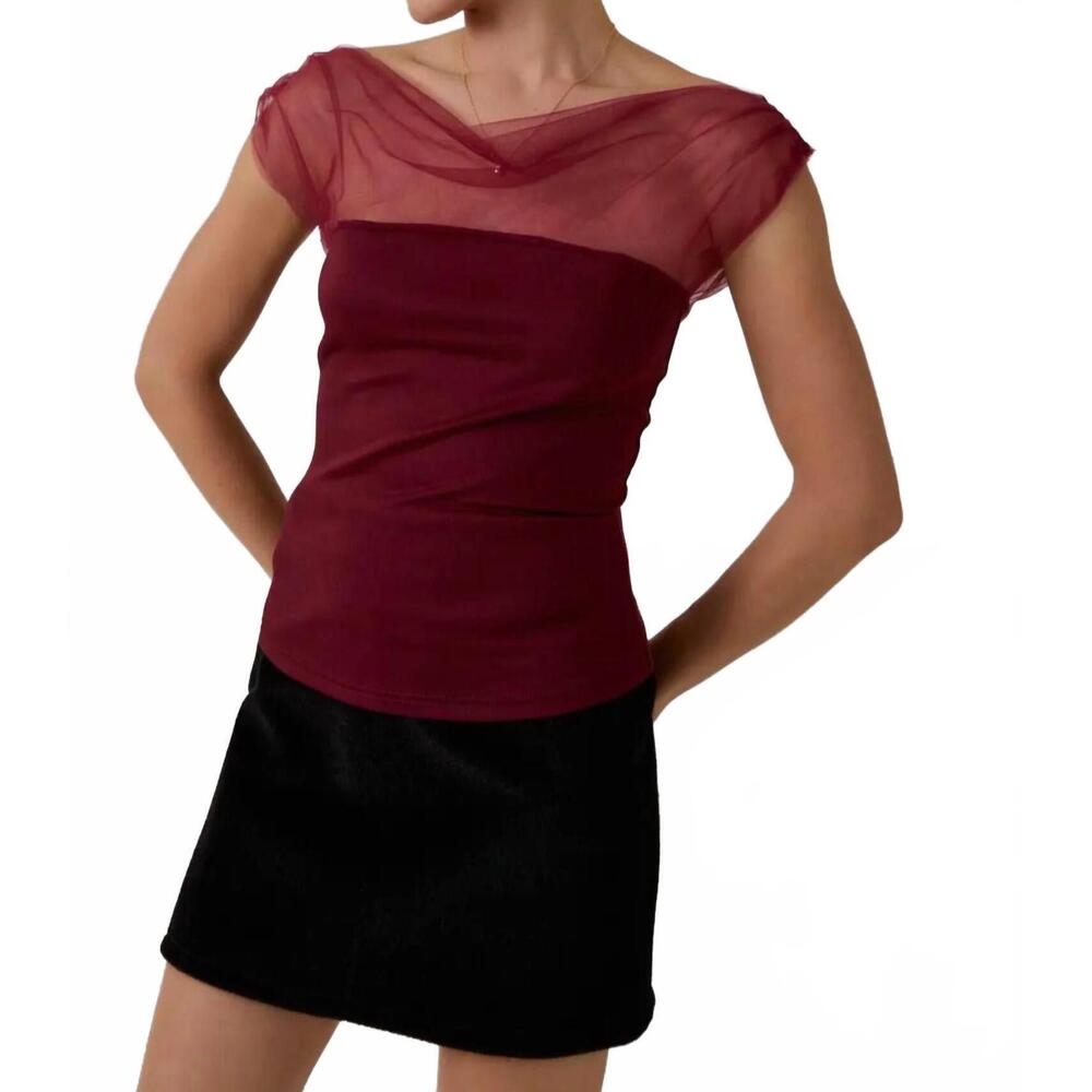 NEW SUNDAY EDITION cosmopolitan drape blouse in cranberry